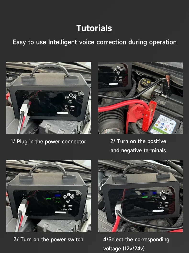 6000A Car Jump Starter Power Bank 28000mAh | Portable Emergency Booster for 12V 24V Gasoline and Diesel Vehicles