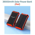 Solar Power Bank 38000mAh, Portable Solar External Battery Pack Built-in 4 Cable, 22.5W Portable Charger for Camping and Outdoor